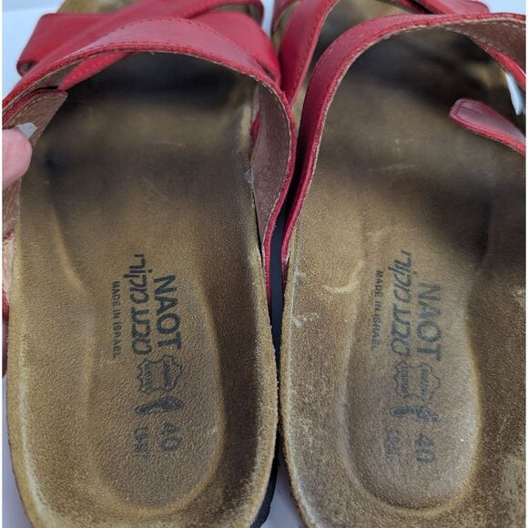 Naot Red Leather Strappy Footbed Sandals Womens 40 EU 9 US - Picture 6 of 7